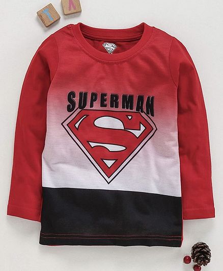 Eteenz Full Sleeves T-Shirt Superman Print - Red
