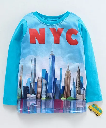 Eteenz Full Sleeves Tee NYC Print - Blue