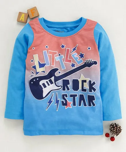 Eteenz Full Sleeves Tee Text Print - Blue