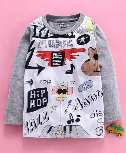 Eteenz Full Sleeves Tee Text Print - Grey