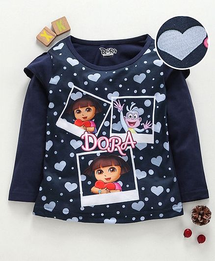 Eteenz Full Sleeves T-Shirt Dora Print - Navy Blue