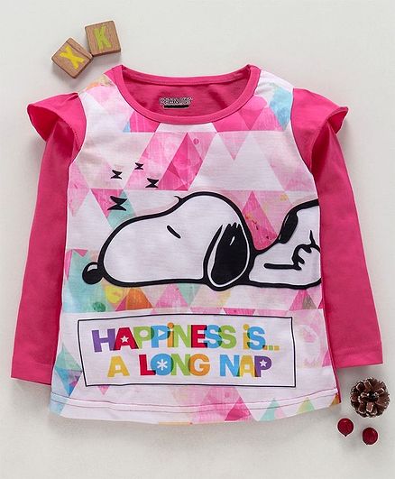 Eteenz Full Sleeves T-Shirt Snoopy Print - Fuchsia