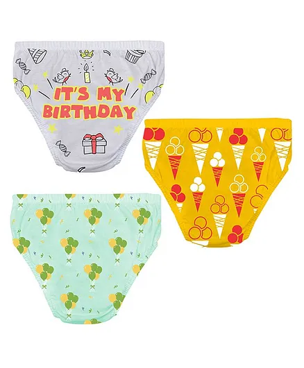 Plan B It's My Birthday Theme Pack Of 3 Boy Briefs - White Blue & Yellow