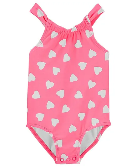 Carter's Neon Heart 1 Piece Swimsuit - Pink