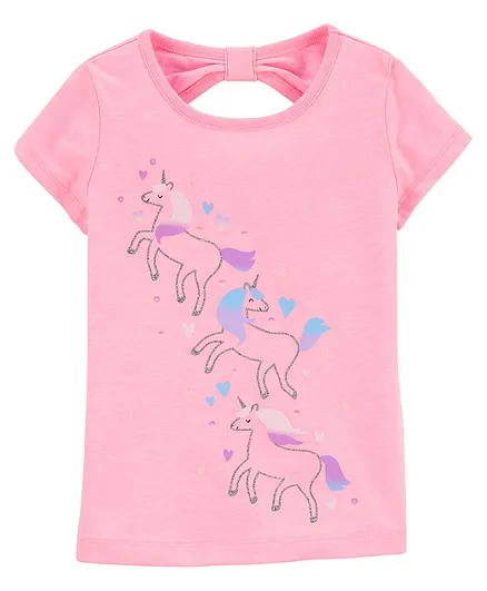 Carter's Glitter Unicorn Bow Back Jersey Tee - Pink