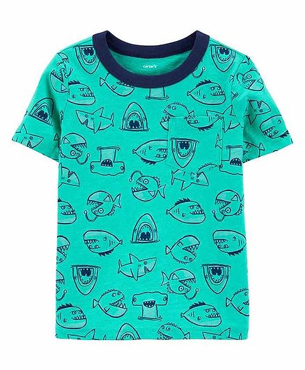 Carter's Short Sleeves Tee Fish Print - Sea Green