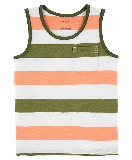 Carter's Striped Slub Jersey Tank - Orange White