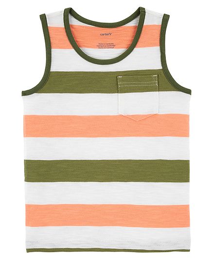 Carter's Striped Slub Jersey Tank - Orange White