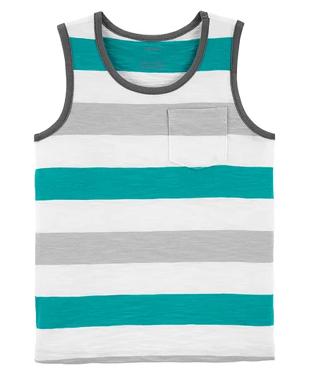 Carter's Striped Slub Jersey Tank - Blue White