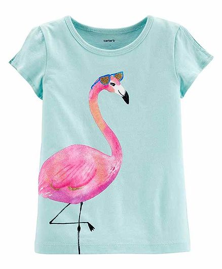 Carter's Short Sleeves Tee Flamingo Print - Blue