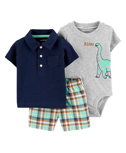Carter's 3-Piece Polo Little Short Set - Navy Blue Grey
