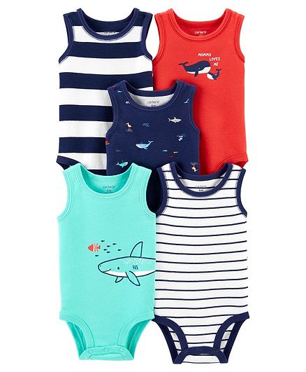 Carter's 5-Pack Whale Tank Bodysuits - Multicolour