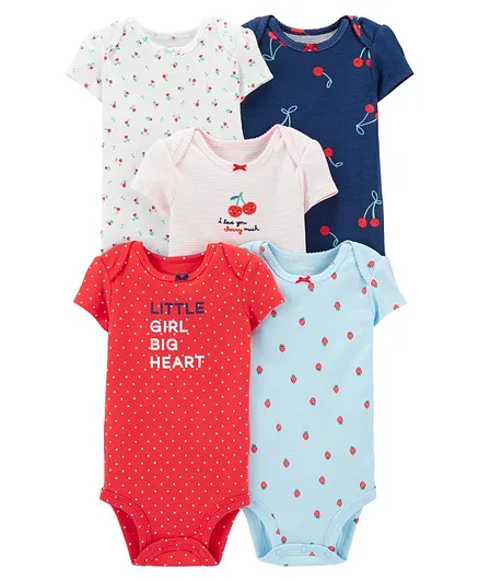 Carter's 5-Pack Cherries Original Bodysuits - Blue Red Pink