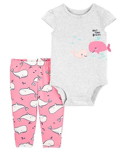 Carter's 2-Piece Whale Bodysuit Pant Set - Grey Pink
