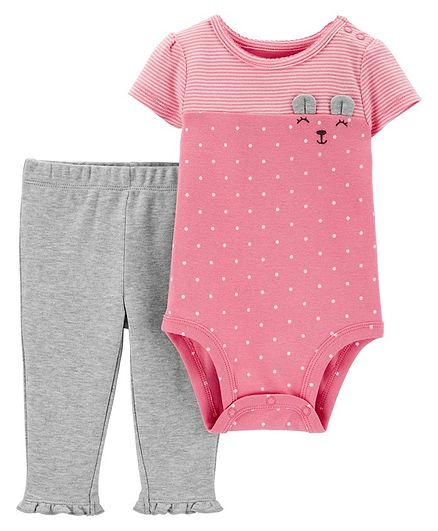 Carter's 2-Piece Bear Bodysuit Pant Set - Pink Grey