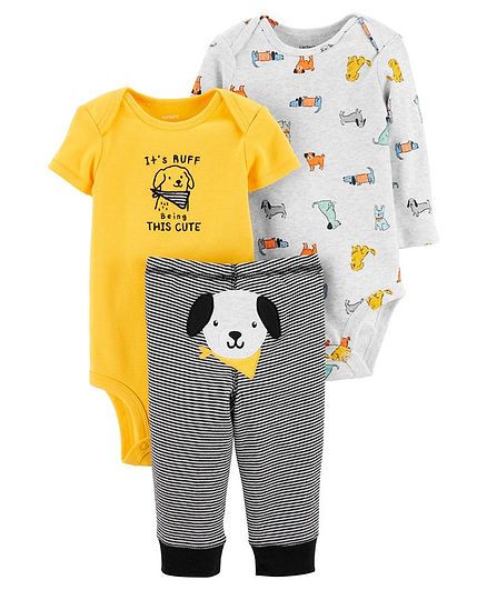 Carter's 3 Piece Dog Little Character Set - Yellow Black Grey
