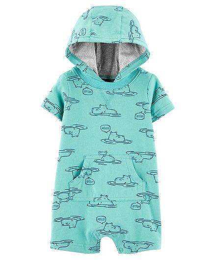 Carter's Hippo Jersey Romper - Blue