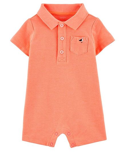 Carter's Neon Piqué Polo Romper - Orange