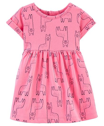 Carter's Llama Jersey Dress - Pink