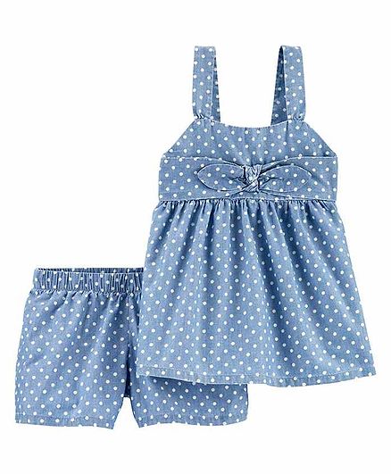 Carter's Singlet Polka Dotted Chambray Top & Shorts - Blue