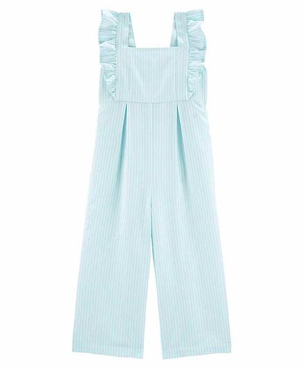 Carter's Striped Flutter Jumpsuit - Blue