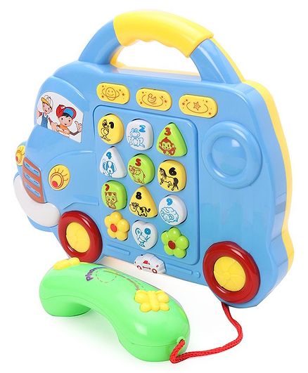 Musical Car Shaped Phone With Receiver - Blue Green Yellow