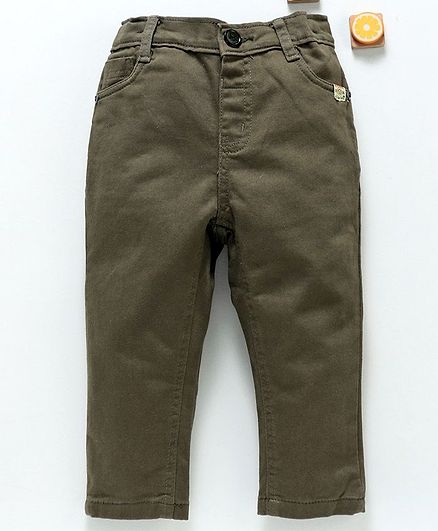 Olio Kids Full Length Trouser With Adjustable Elastic Waist - Olive Green