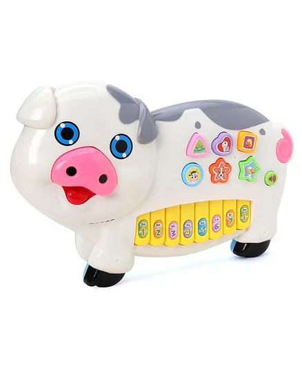 Piggy Shaped Musical Piano Toy - White