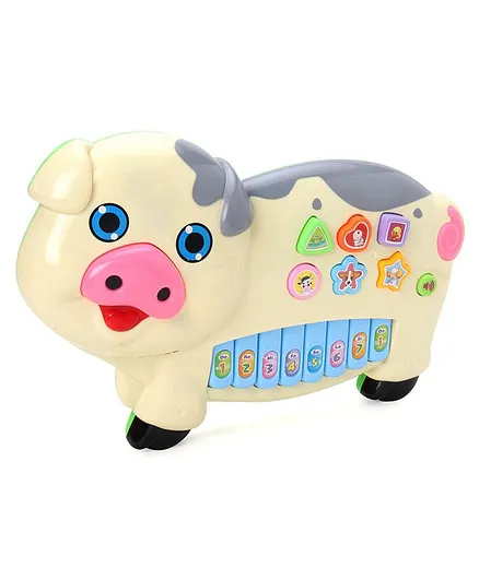 Piggy Shaped Musical Piano Toy - Cream