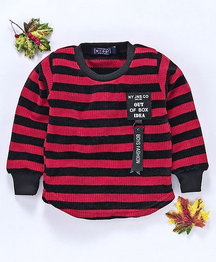 Noddy Striped Full Sleeves Sweater - Red