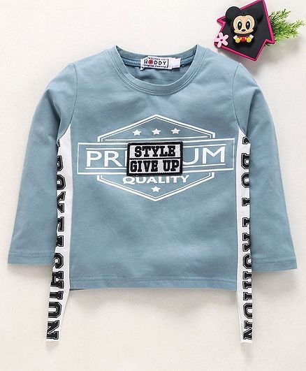 Noddy Star Print Full Sleeves Tee - Light Blue
