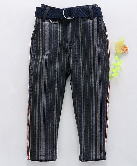 Noddy Striped Full Length Pants With Belt - Navy Blue