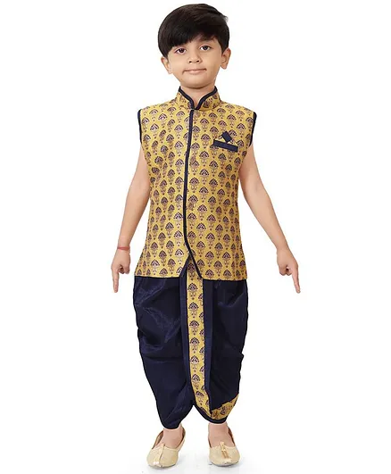 Nakshi By Yug Printed Sleeveless Kurta With Dhoti - Yellow