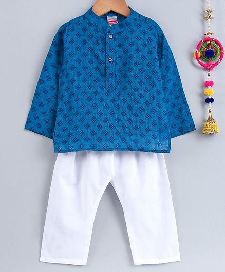 Babyhug Full Sleeves Kurta & Pajama Set - Blue