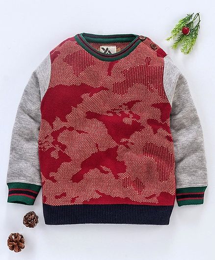 Yellow Apple Full Sleeves Sweater - Maroon