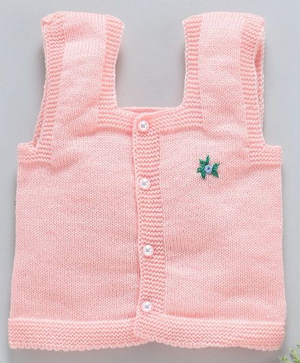 Little Angels Sleeveless Sweater Floral Knitted - Pink