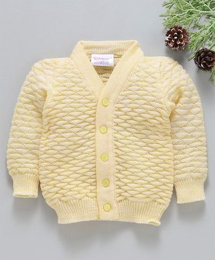 Little Angels Full Sleeves Sweater Half Diamond Design - Yellow