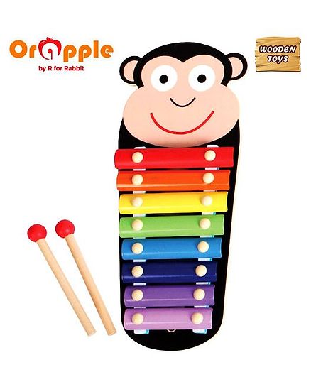 Orapple by R for Rabbit Tin Tin Wooden Xylophone Monkey Shape - Multicolour