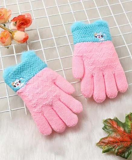 Babyhug Hand Gloves Kitty Patch - Pink