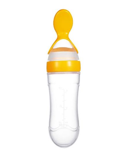 Syga Squeeze Style Bottle Feeder With Dispensing Spoon Yellow - 90 ml