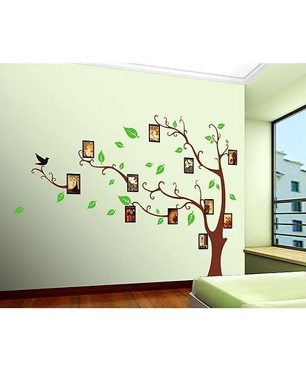 SYGA Brown Photo Frame Tree Wall Sticker - Multicolor