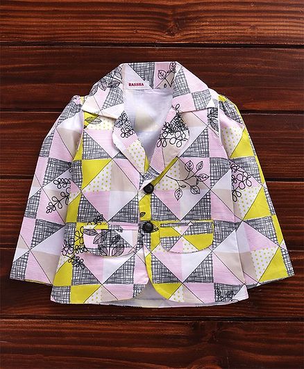 Rassha Full Sleeves Abstract Pattern Blazer - Pink