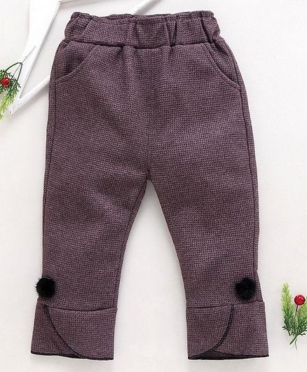 Kookie Kids Full Length Pom Pom Motif Leggings - Purple