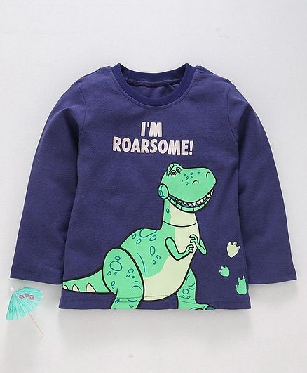 Kookie Kids Full Sleeves Tee Dinosaur Print - Blue
