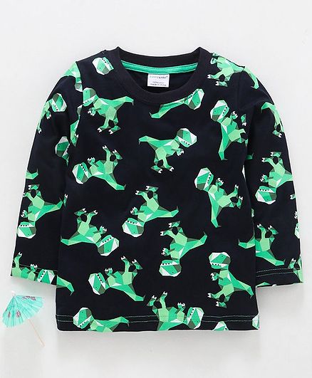 Kookie Kids Full Sleeves Tee Dino Print - Black Green