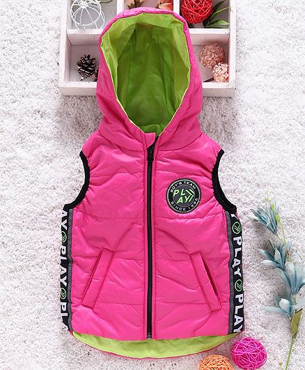 Little Kangaroos Sleeveless Padded Hooded Jacket Play Patch - Pink