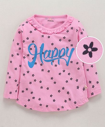 Olio Kids Full Sleeves Top Floral Print - Baby Pink