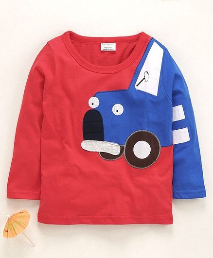 Kookie Kids Full Sleeves Tee Vehicle Patch - Red Blue