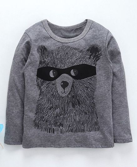 Kookie Kids Full Sleeves Tee Bear Print - Grey