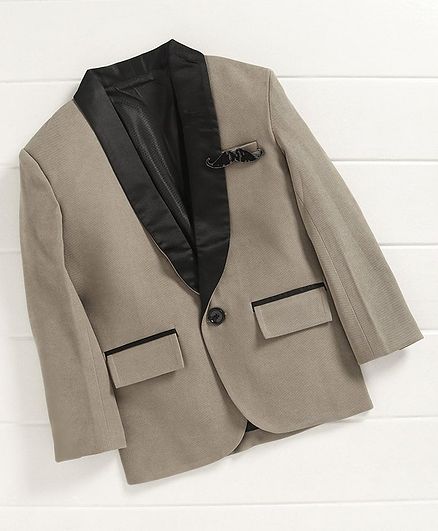 Dapper Dudes Solid Lapel Collar Full Sleeves Blazer - Grey